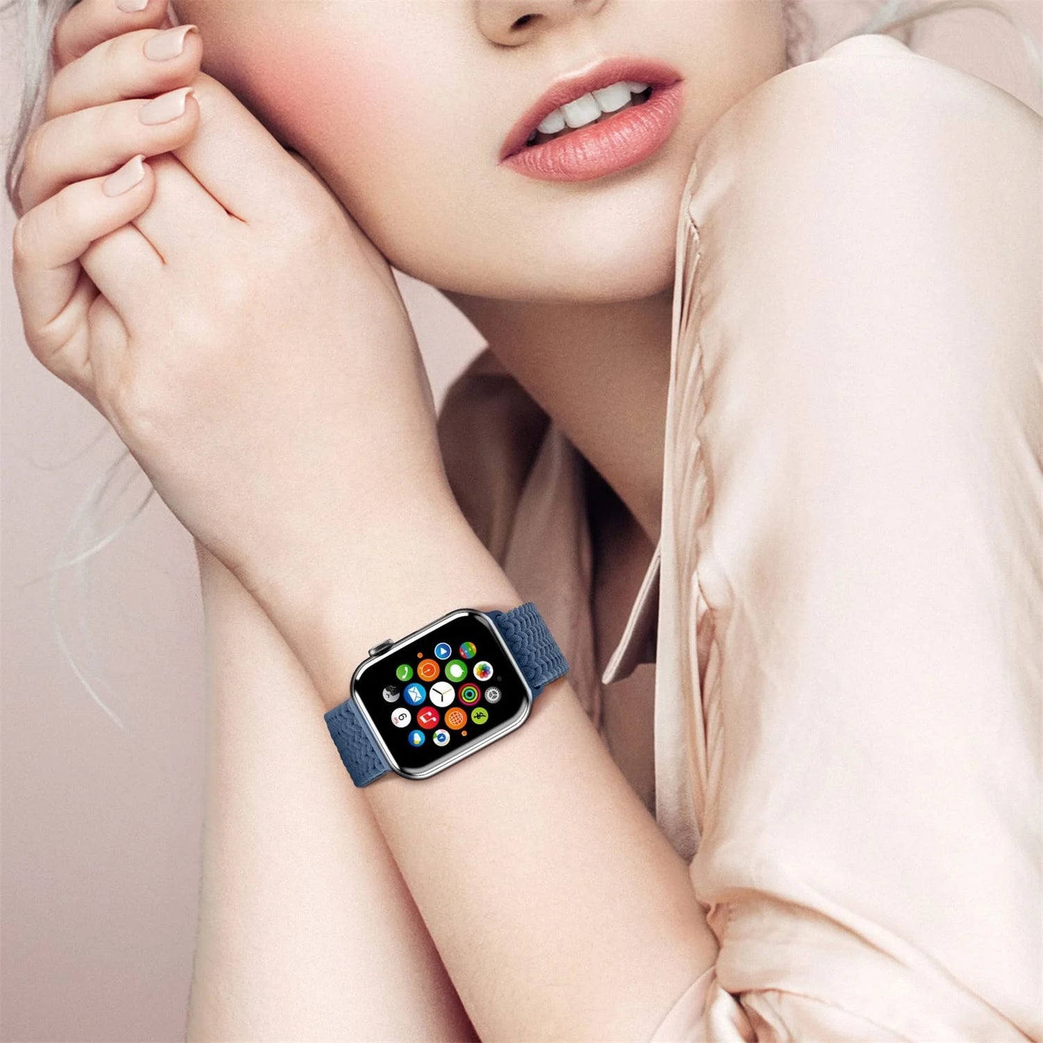 Stretchy Braided Loop Compatible with Apple Watch Bands 44Mm 40Mm 41Mm 45Mm 38Mm 42Mm 49Mm Women Men, Solace Elastics Stretch Nylon Sport Strap Wristband for Iwatch Bands Series 9 8 7 6 5 4 3 2 1 SE