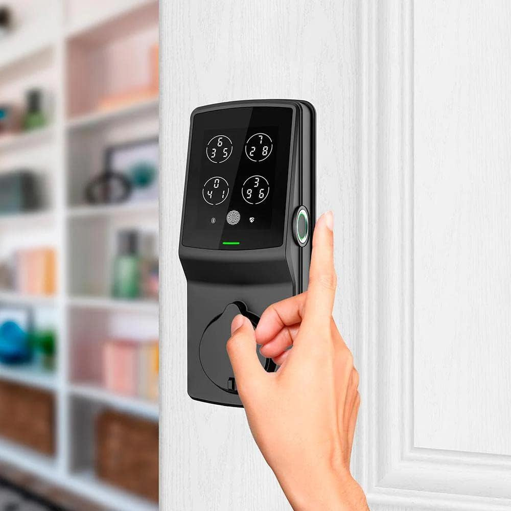 Fingerprint Bluetooth Keyless Entry Door Smart Lock (PGD728F) | Advanced 3D Fingerprint Reader | Discrete PIN Code Input | Ios and Android Compatible | Auto Lock | Battery Backup