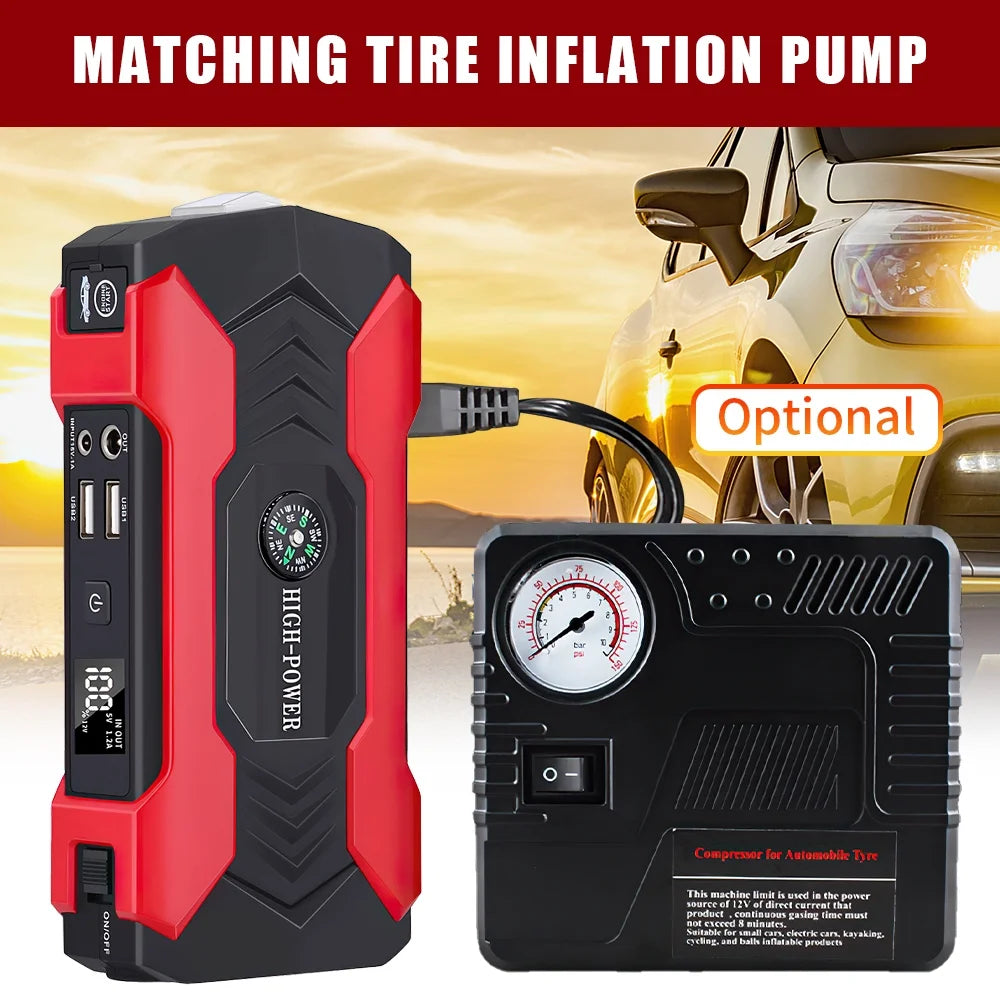 Car Jump Starter, 28000Mah 600A 12V Portable Charger Power Bank for Car Booster Battery with LED Flash Light