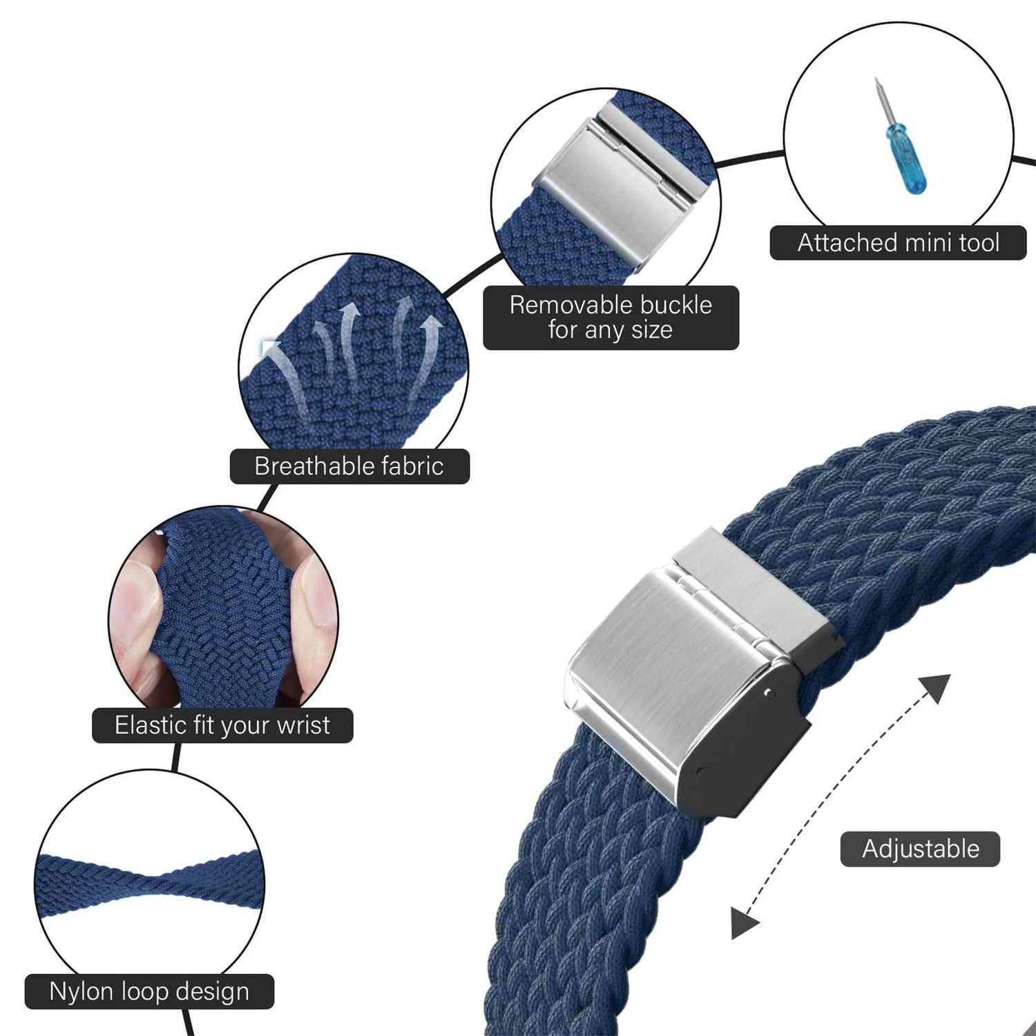 Stretchy Braided Loop Compatible with Apple Watch Bands 44Mm 40Mm 41Mm 45Mm 38Mm 42Mm 49Mm Women Men, Solace Elastics Stretch Nylon Sport Strap Wristband for Iwatch Bands Series 9 8 7 6 5 4 3 2 1 SE