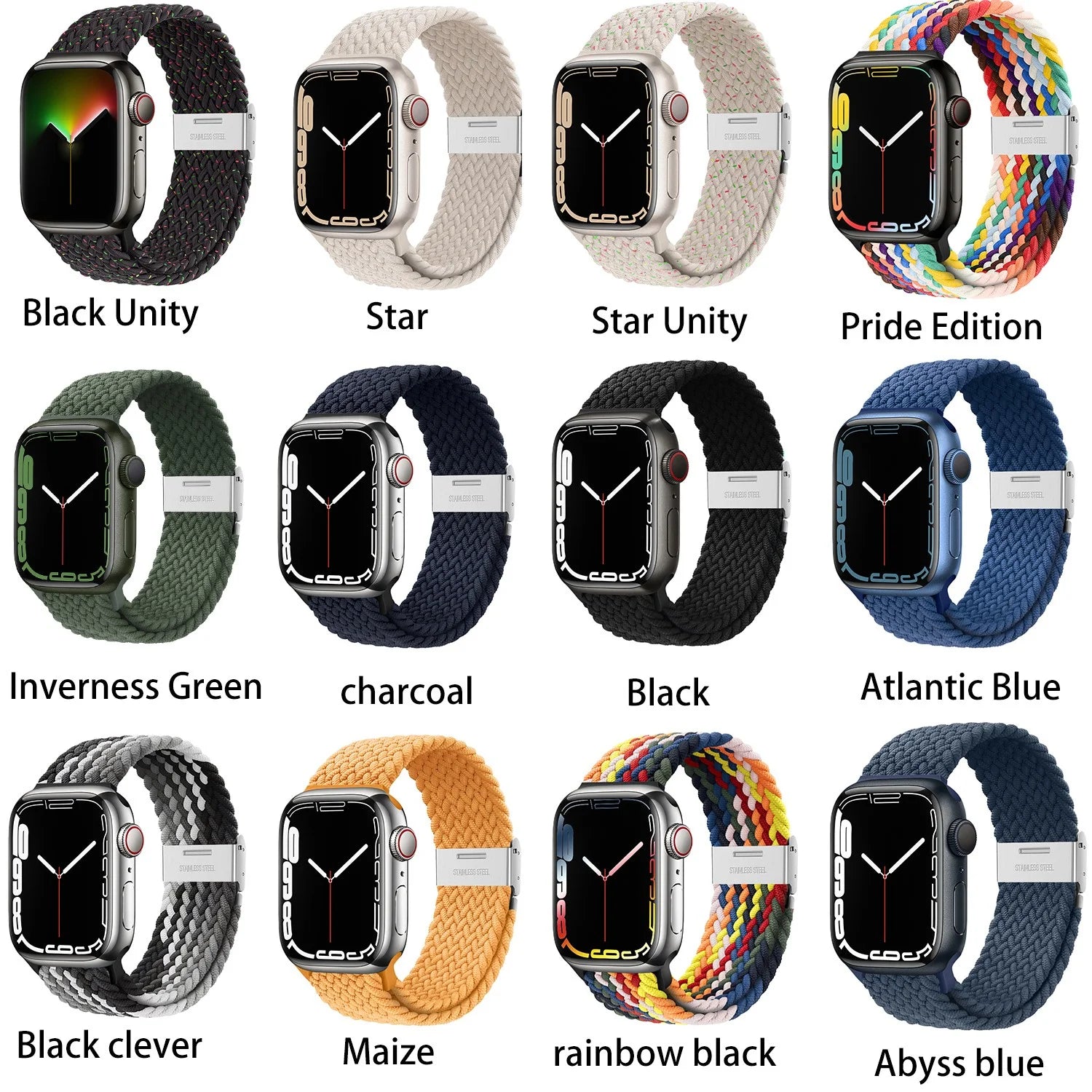 Stretchy Braided Loop Compatible with Apple Watch Bands 44Mm 40Mm 41Mm 45Mm 38Mm 42Mm 49Mm Women Men, Solace Elastics Stretch Nylon Sport Strap Wristband for Iwatch Bands Series 9 8 7 6 5 4 3 2 1 SE