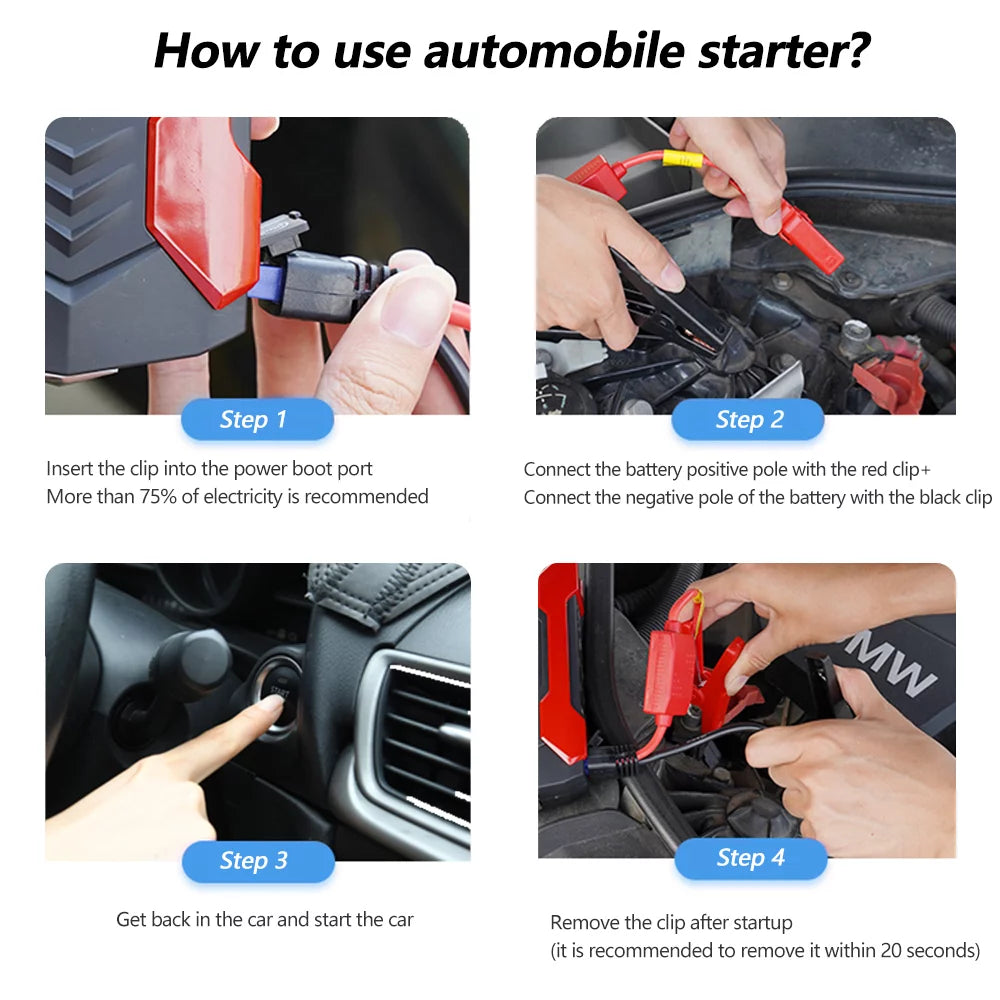 Car Jump Starter, 28000Mah 600A 12V Portable Charger Power Bank for Car Booster Battery with LED Flash Light