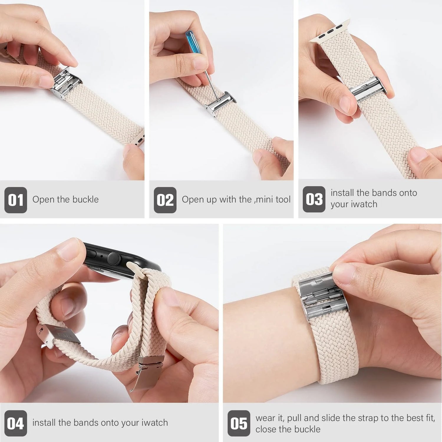 Stretchy Braided Loop Compatible with Apple Watch Bands 44Mm 40Mm 41Mm 45Mm 38Mm 42Mm 49Mm Women Men, Solace Elastics Stretch Nylon Sport Strap Wristband for Iwatch Bands Series 9 8 7 6 5 4 3 2 1 SE