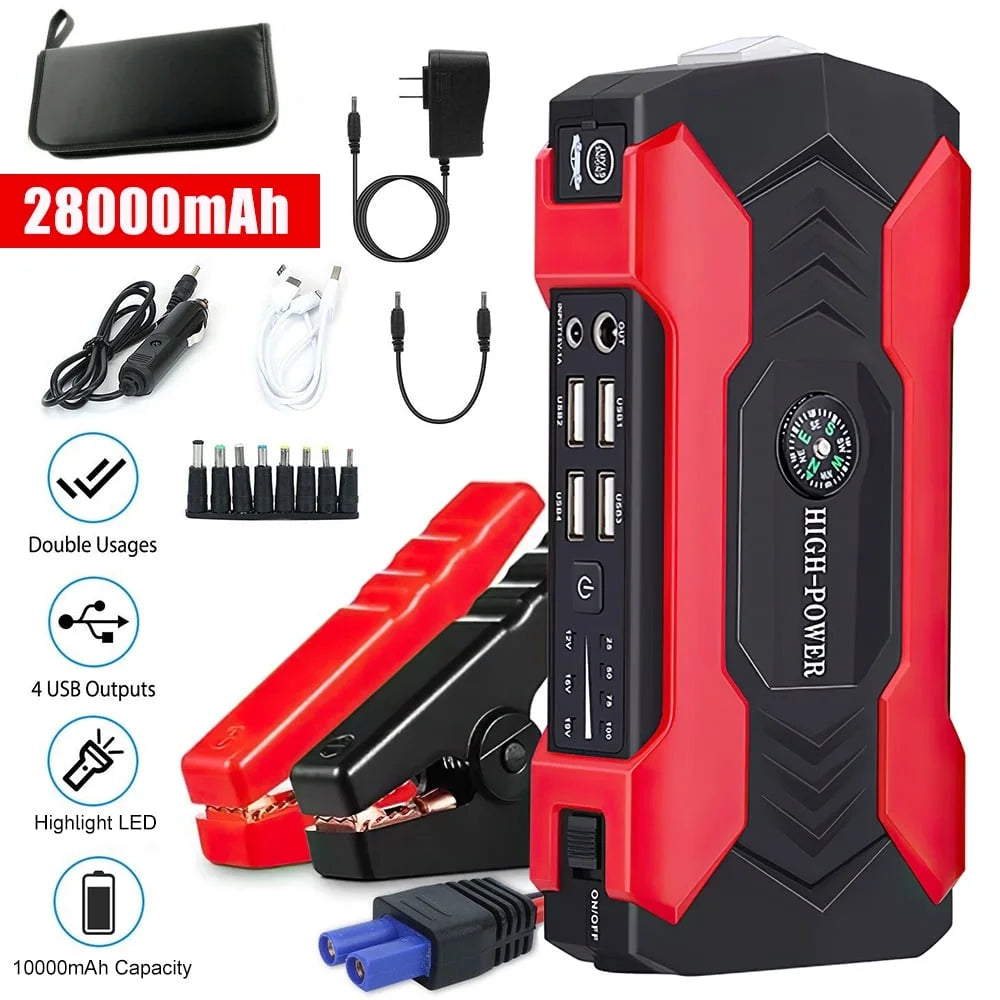 Car Jump Starter, 28000Mah 600A 12V Portable Charger Power Bank for Car Booster Battery with LED Flash Light